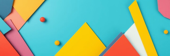 Collection of purple and turquoise 3D shapes creating a minimalist wall background for business, modern, design, concept