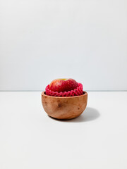 Close up of fresh red apple on isolated white background