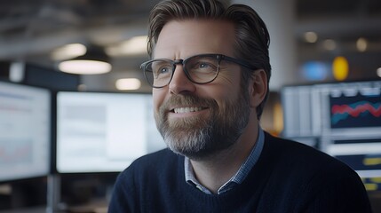 Obraz premium Business professional analyzing data modern office portrait bright environment inspired perspective