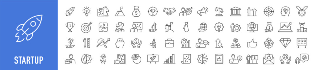 Startup web icons in line style. Business, Creative, idea, marketing, target, developement, collection. Vector illustration.