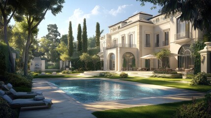 Fototapeta premium Luxury Villa with Swimming Pool