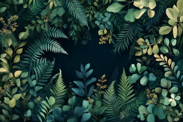 Seamless dark Christmas plants background wallpaper for use on Christmas cards and promotional advertising