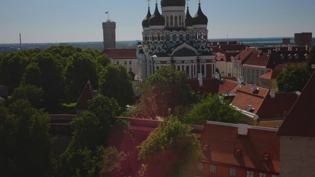 The upper part of old Tallinn with the Alexander Nevsky Church and the Pikk Hermann.
