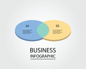 Business Infographic modern design template for banners and infographics for 2 venn diagram circle step