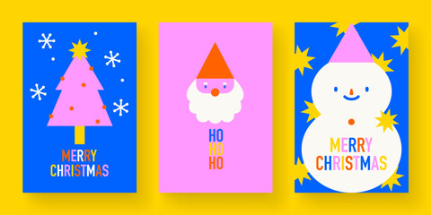 Set of modern christmas greeting cards.