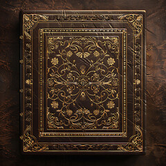Ornate Leather Book Cover with Intricate Design