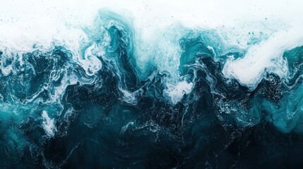 Abstract Ocean Waves with Blue and White Swirls