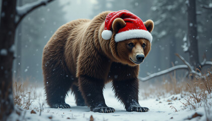 bear with Santa claus hat