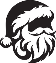 Modern Black and White Santa Claus Silhouette - Minimalist Christmas Illustration
