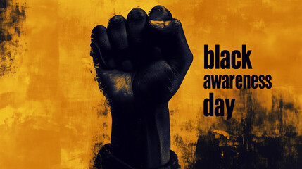 Black Awareness Day November 20. Black person's fist illustration representing the fight for equal rights and worth of black community banner