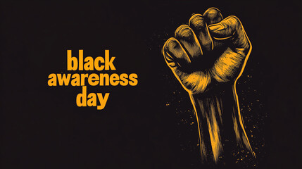 Black Awareness Day November 20. Black person's fist illustration representing the fight for equal rights and worth of black community banner
