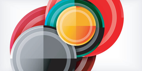 Abstract background - multicolored circles, trendy minimal geometric design, vector illustration