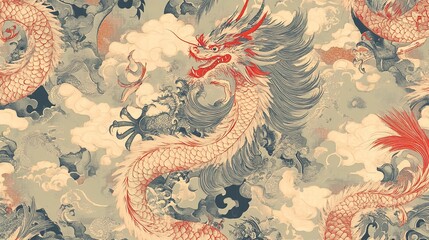 Chinese dragon and phoenix wallpaper design home decor digital art elegant setting contemporary vibe cultural aesthetics