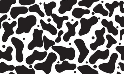Abstract liquid organic shape print seamless pattern illustration in retro style. Modern black and white wallpaper print backdrop. Vector illustration. EPS 10