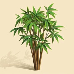 Fototapeta premium Lush Bamboo Plant with Vibrant Green Leaves