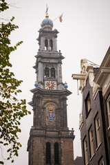 Bell tower Dutch protestant church Westerkerk in Amsterdam 3