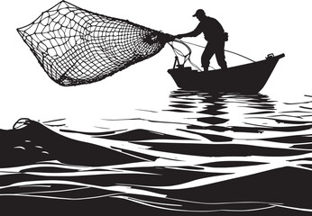 silhouette, fishing boat