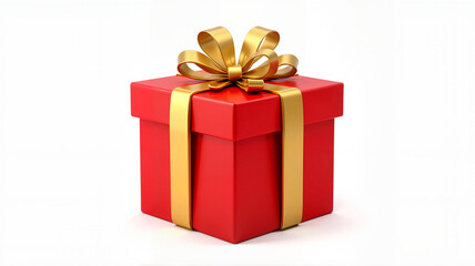 Obraz premium Red gift box with gold ribbon and bow