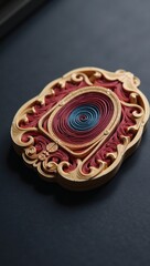 Naklejka premium A paper-cut style biometric fingerprint scanner showcases intricate quilling patterns and swirling security designs