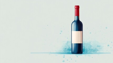 Elegant Red Wine Bottle Icon with Cork Detail on Minimal White Background