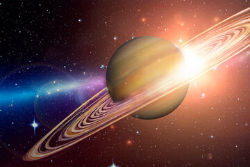 colorful universe with planet saturn and its rings elements of this image furnished by nasa