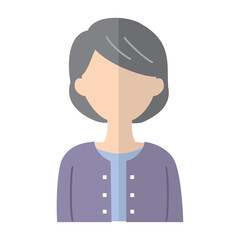 高齢女性の人物アイコンのイラスト　シルエット　顔なし　フラットデザイン