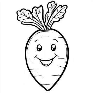 recommend clip art: Adorable Cartoon Radish Coloring Page for Kids
