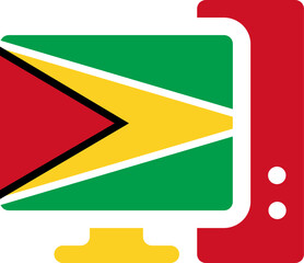 Monitor and CPU icon Guyana Flag