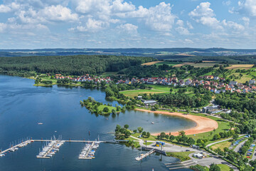 Ausblick auf die Region um das Seezentrum Ramsberg am Gro&szlig;en Brombachsee im Fr&auml;nkischen Seenland