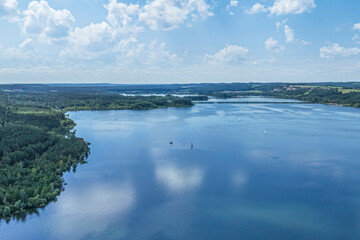 Ausblick auf die Region um das Seezentrum Ramsberg am Großen Brombachsee im Fränkischen Seenland