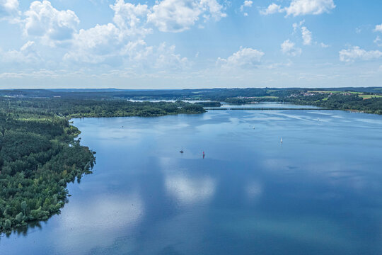 Ausblick auf die Region um das Seezentrum Ramsberg am Gro&szlig;en Brombachsee im Fr&auml;nkischen Seenland