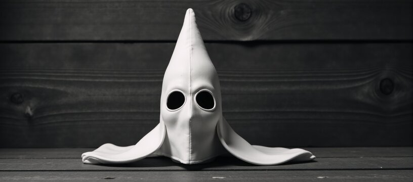 Wood grain texture featuring the KKK hood symbolizing hatred and racism