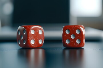Two Rolling Dice &ndash; A Dynamic and Exciting Moment Capturing the Thrill of Chance and Gameplay