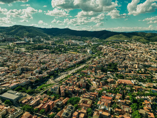 Aerial view of typical houses at Eixample residential district. Barcelona, Catalonia