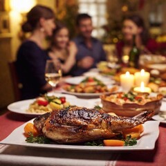 family having dinner at home