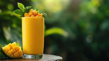 Refreshing Mango Smoothie in Tropical Paradise