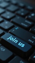 Join Us Text on Keyboard Button Indicates Invitation