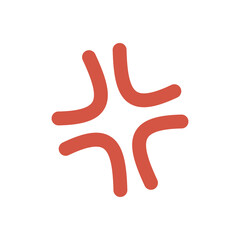 Obraz premium Angry emoji symbol. Feeling, mood, emotion, expression, mental health, conflict, argument, fight concept. Flat vector design isolated illustration.