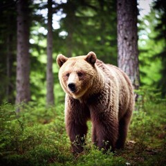 Naklejka premium brown bear in the woods