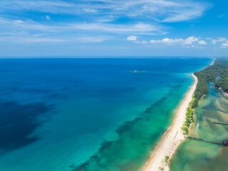 Beautiful sea surface in summer season seascape background ,Nature sea beach background,High angle view waves seascape nature view