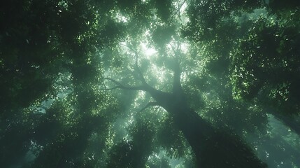 Fototapeta premium Lush Forest Canopy Viewed from Below