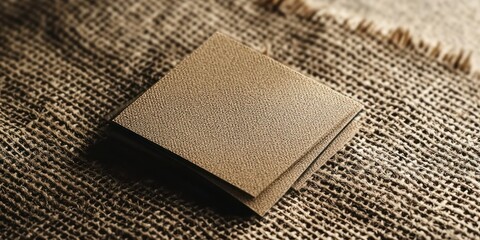 A close-up of a business card mock-up with customizable graphics, set against a textured background