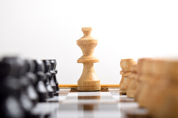 Chess piece on chess board game for challenge, leadership, strategy, business, success.