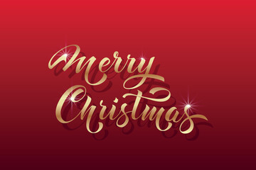 Merry Christmas and Happy New Year hand lettering calligraphy. Vector holiday illustration element. Typographic element for congratulations.
