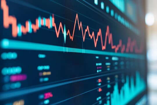 Stock market data visualization with fluctuating graphs and metrics. self development planning concept.