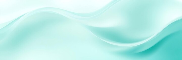 Obraz premium Softly undulating turquoise waves blend with light green hues, creating an elegant abstract background, peaceful, soothing, oceanic