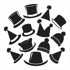 set of vector party hats silhouette