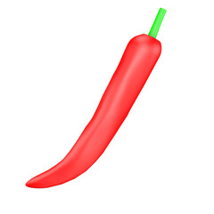 Red chili pepper isolated on transparent background.