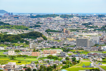 岩門城跡から見る那珂川市、福岡市の風景