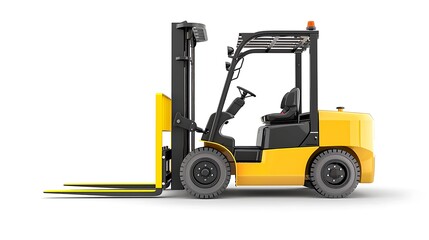 Fototapeta premium A yellow forklift designed for lifting and transporting heavy materials in industrial settings.